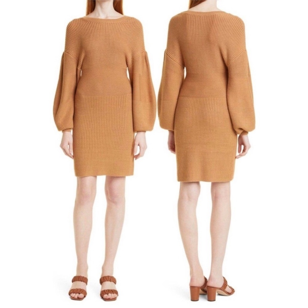 STAUD Marylebone Sweater Dress in Camel - Picture 4 of 14